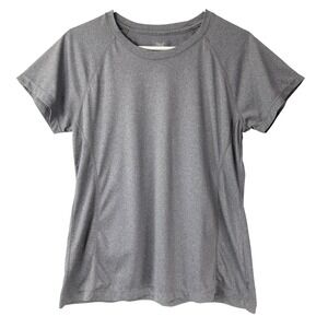 Everlast Gray Heathered T-Shirt Large Pullover Crew Neck Short Raglan Sleeve